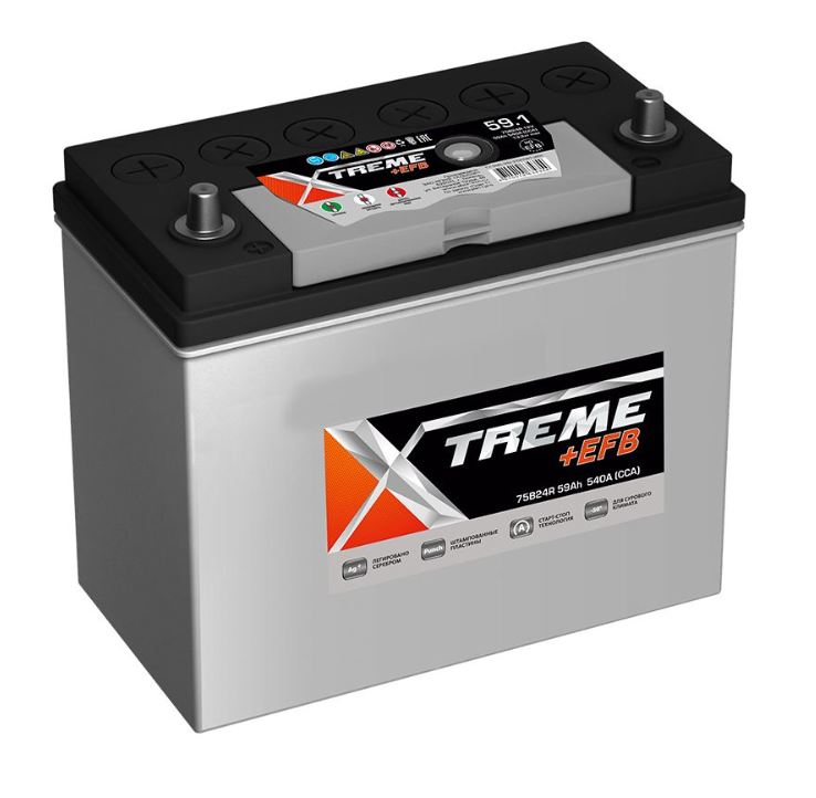 XTREME +EFB  59 пр (75B24R, 540А)